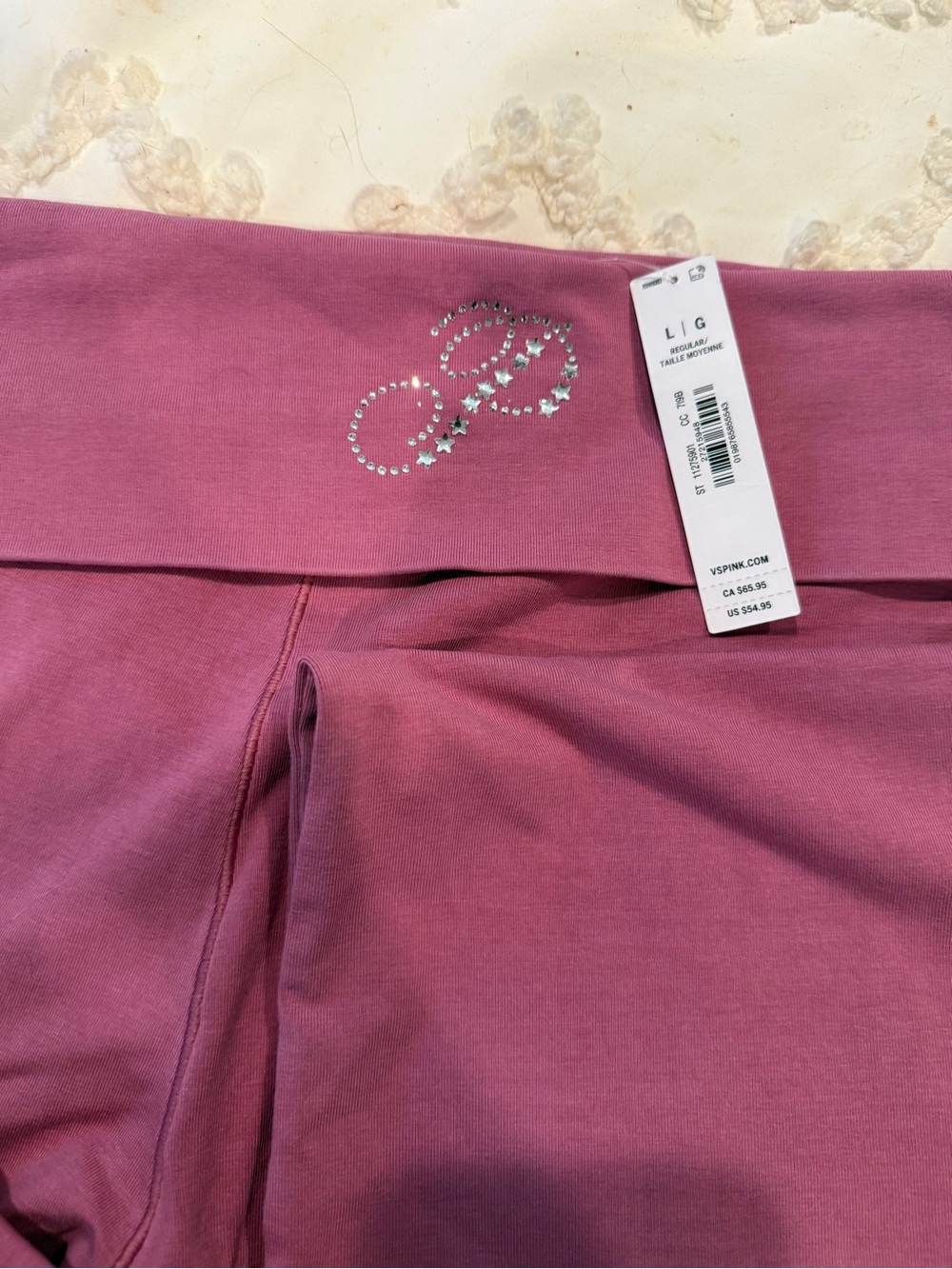 PINK Victoria's Secret Mauve Pink Rhinestone Logo Leggings
